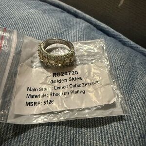 Silver Ring with Lemon Cubic Zirconia